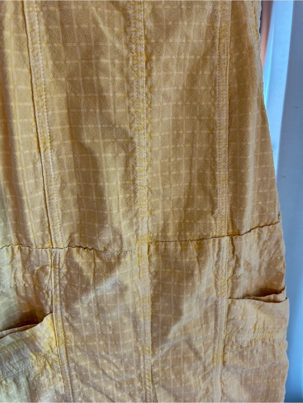 Free People Yellow Textured Cotton Overalls - Wide Leg Jumper